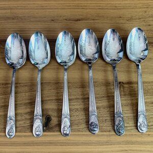 Set of 6 Vintage Wm. Rogers Silver Plate Presidential Founding Fathers S…